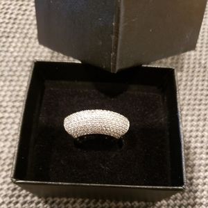 .925 Sterling Silver CZ Pave Ring sz 6